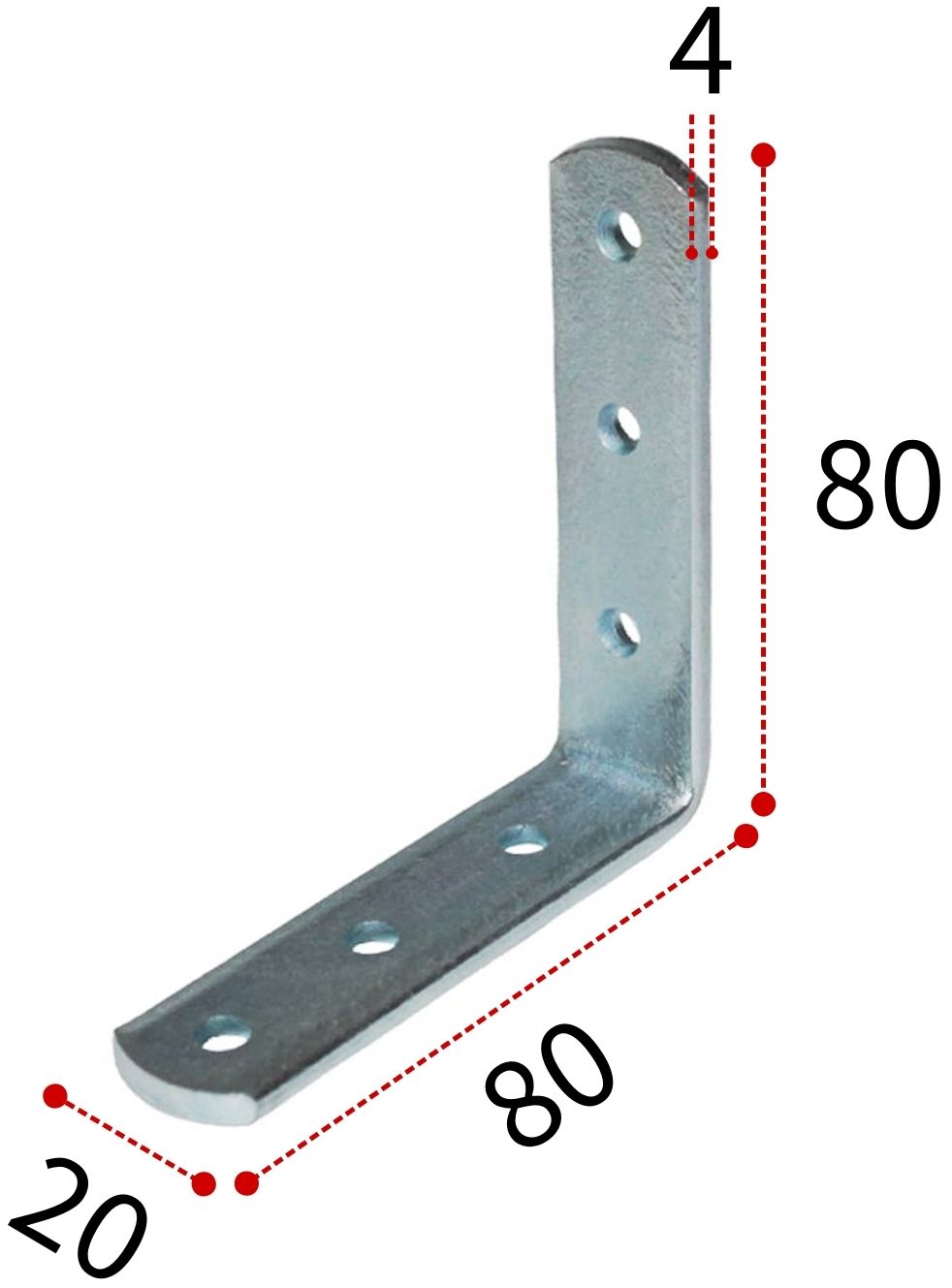 Уголок бытовой 80х80х20х4 мм UBKR, оцинкованная сталь - фото