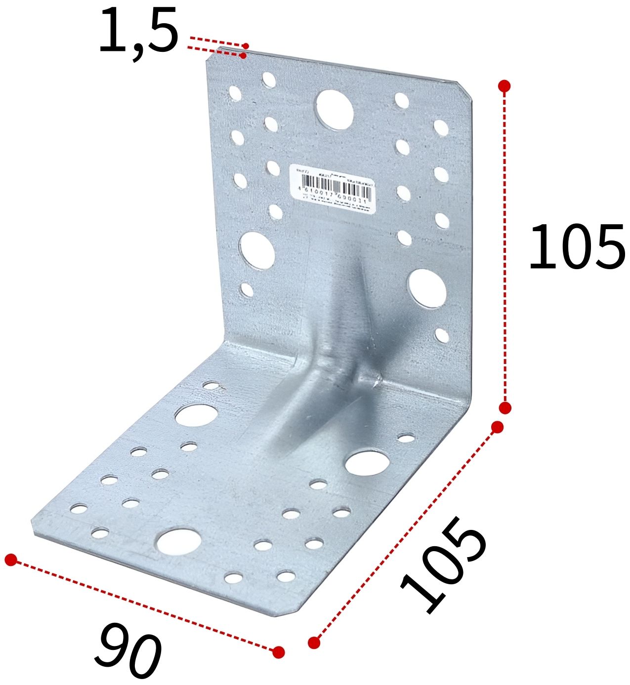 Уголок усиленный 105х105х90х1,5 мм RKPZ2 горячий цинк, 20 шт - фото
