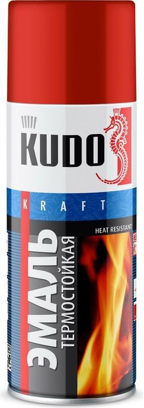 Эмаль термостойкая 520 мл Kudo KU-5005, красная - фото