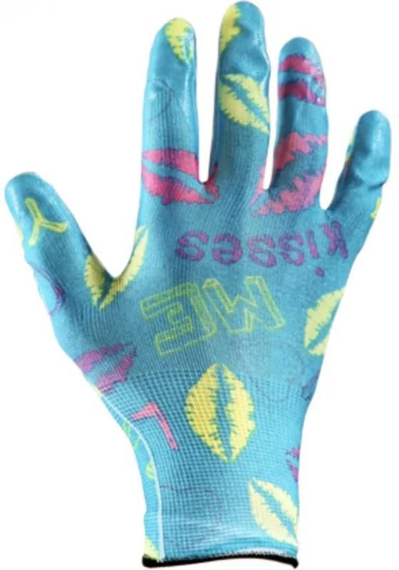 Перчатки садовые с прозрачным нитриловым покрытием, 13 класс, S-M Grinda 11296-S, синие - фото