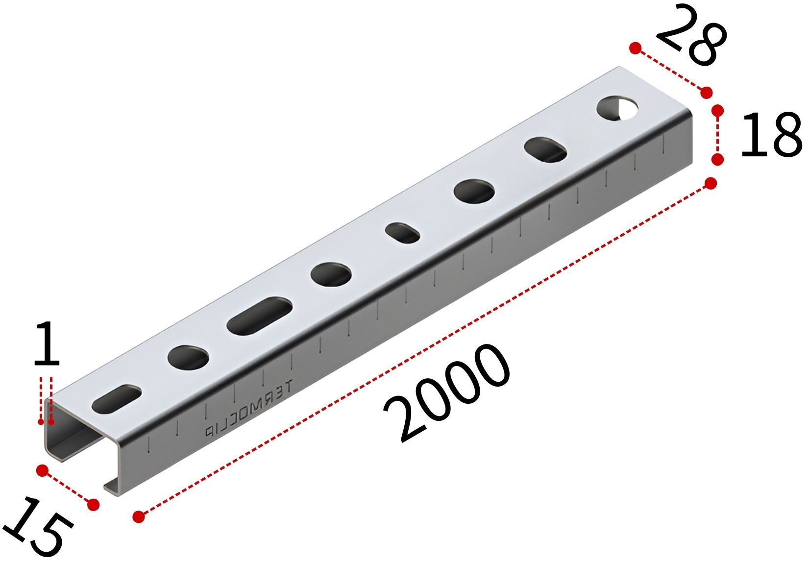 Профиль монтажный С-образный 28х18х1,0 мм, L=2000 мм, тип L TERMOCLIP 09101101 - фото