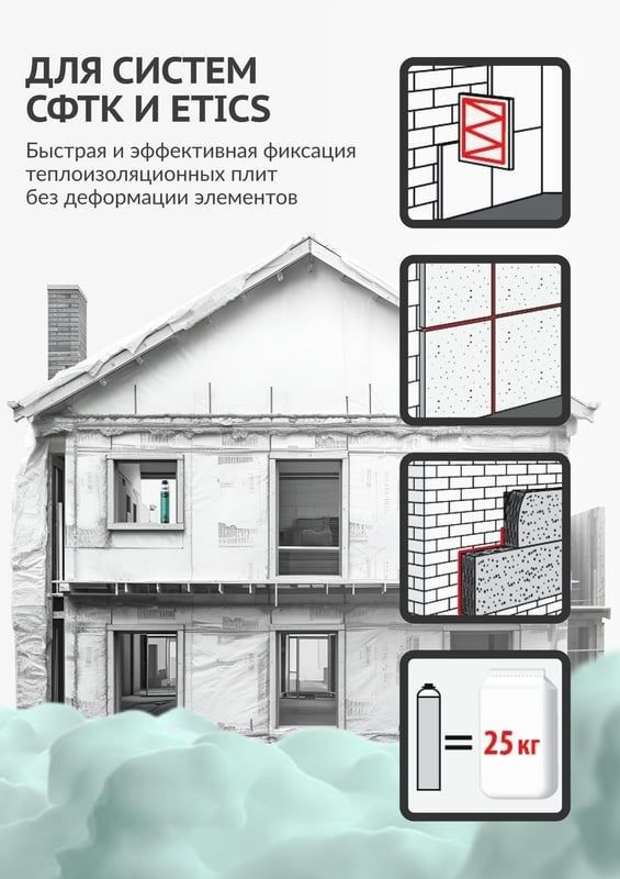 Клей-пена монтажная для теплоизоляции 1000 мл Kudo PUR ADHESIVE 14+ KUPP10UAPS - фото