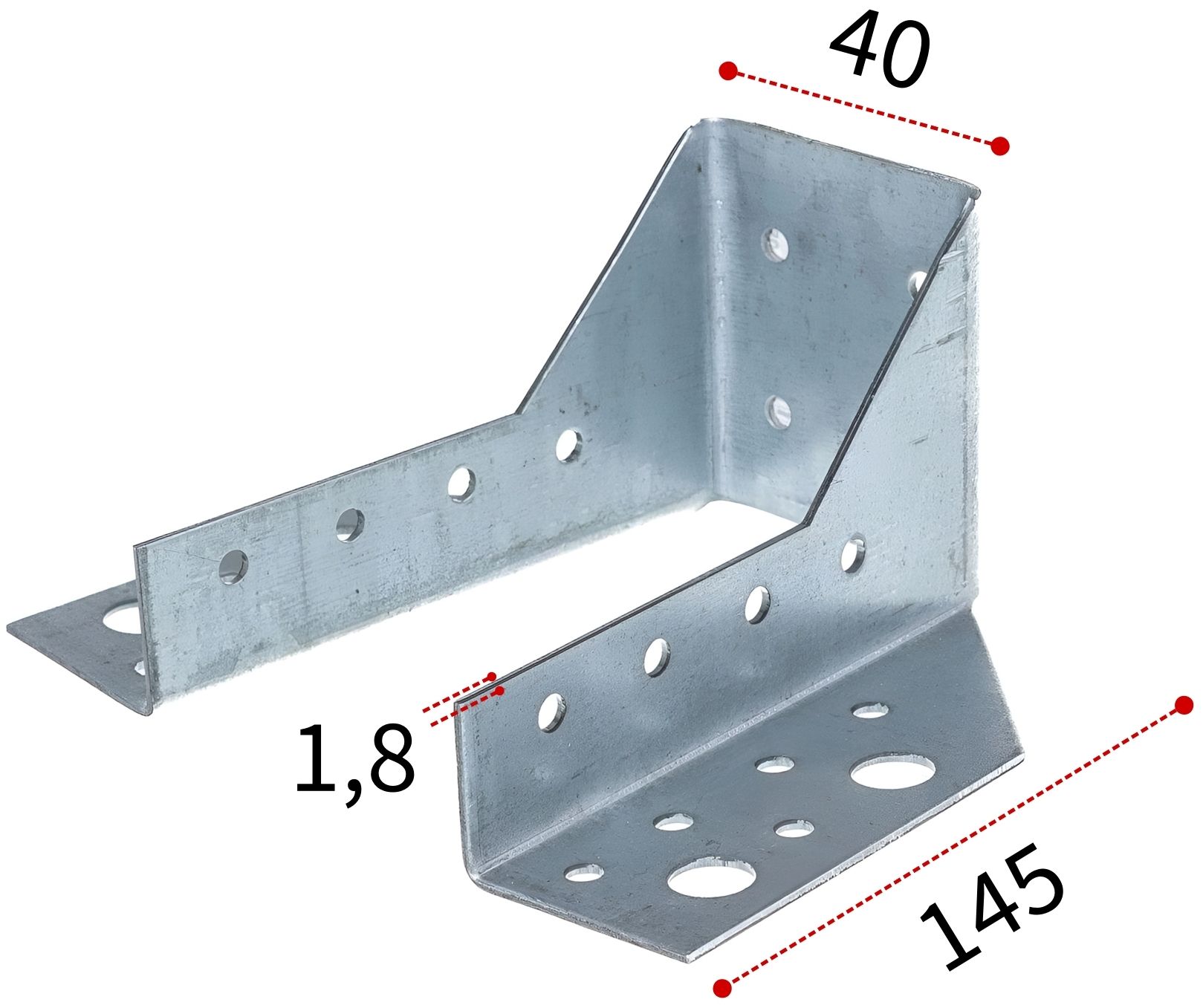 Открытая опора бруса 40х145х1,8 OBR R СПК, оцинкованная сталь - фото
