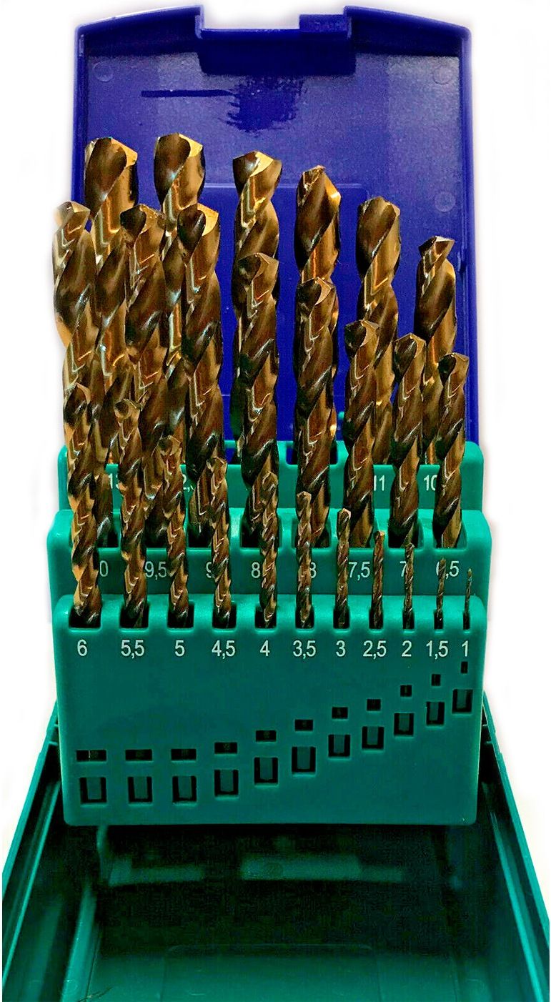 Набор сверл по металлу спиральных ц/х DIN 338 Helller 29383, HSS-Tin, 25 предметов в кейсе - фото