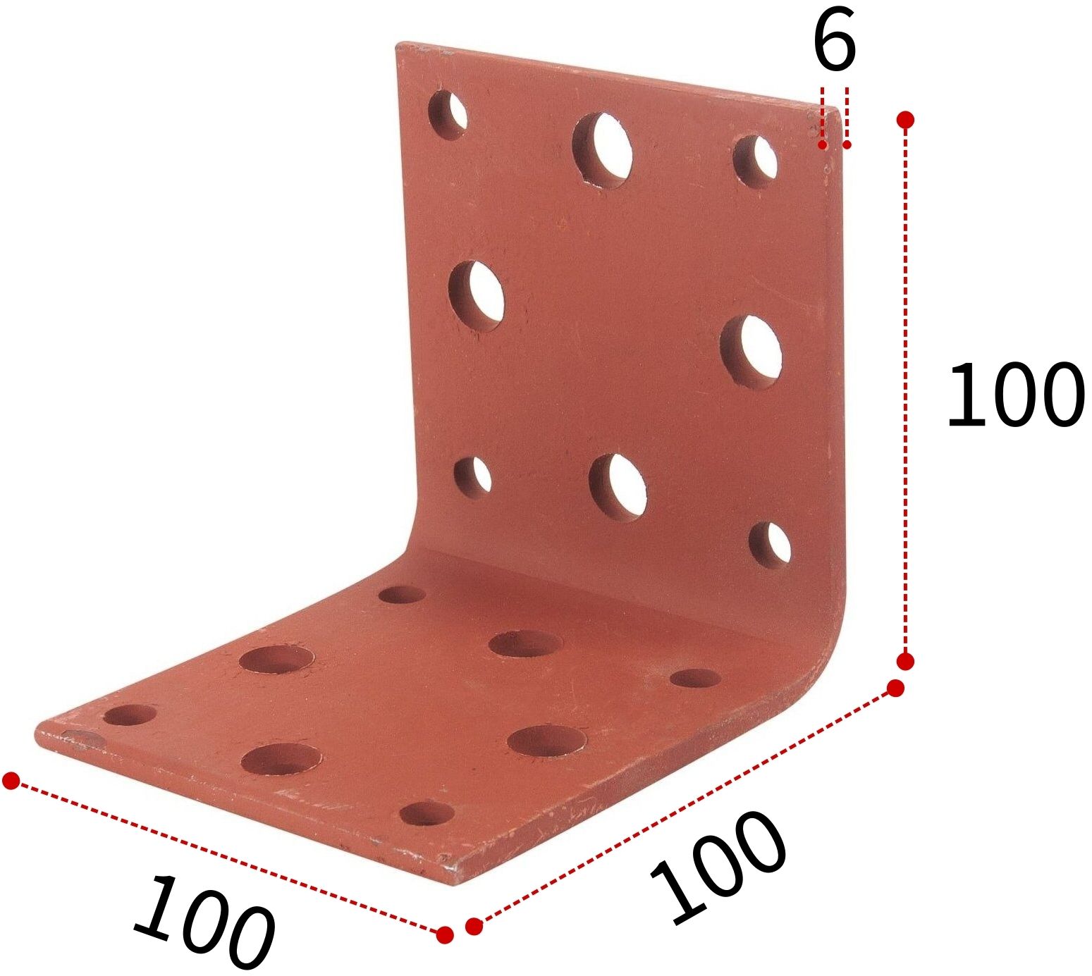 Уголок крепежный 100х100х100х6 мм, покрытие грунт - фото