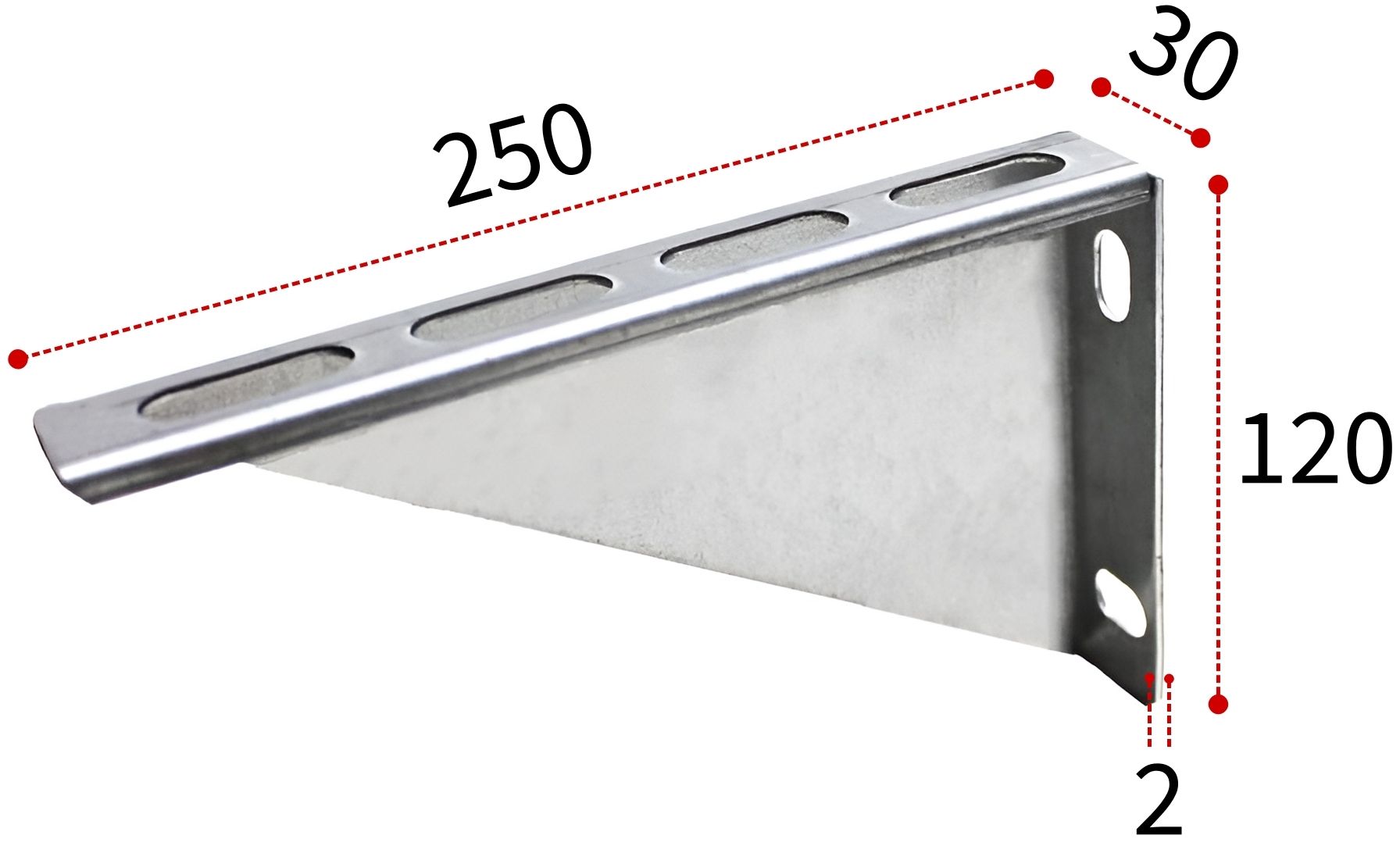Кронштейн опорный 250х120х30 мм ПТ, горячий цинк - фото