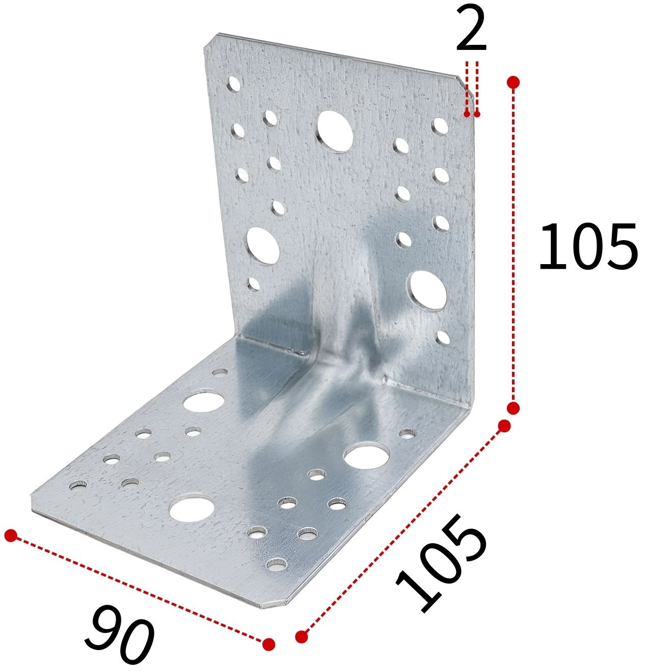 Уголок усиленный 105х105х90х2,0 мм RKPL2 горячий цинк, 20 шт - фото