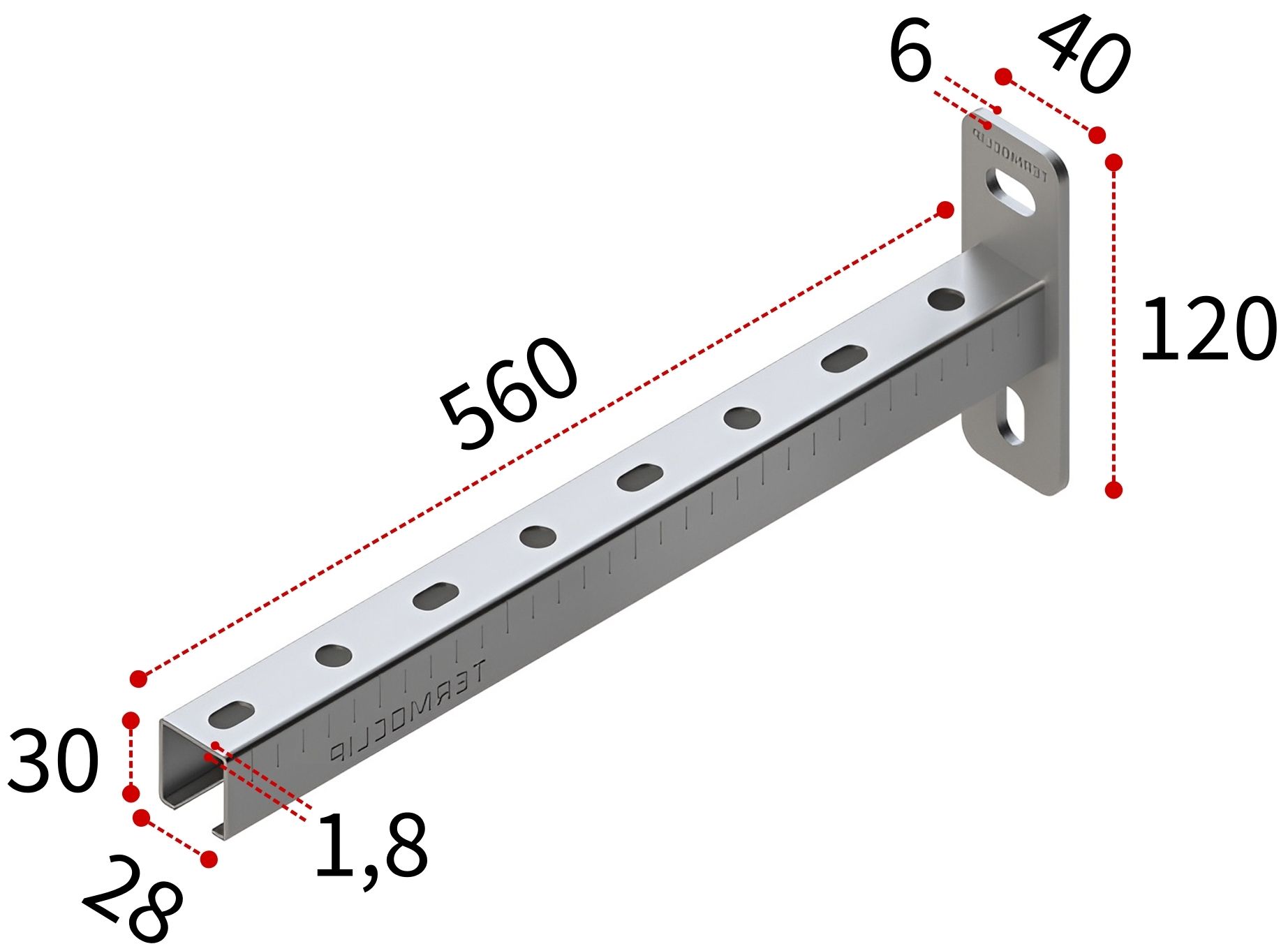 Консоль 28х30х1,8-560 TERMOCLIP - фото