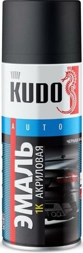 Эмаль автомобильная 520 мл Kudo 1К KU-5232.5, черная матовая - фото