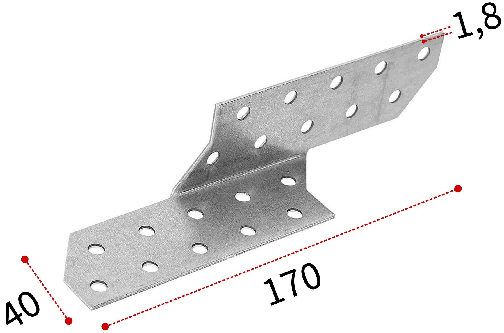 Держатель балки правый 170х40х1,8 мм, оцинкованная сталь - фото