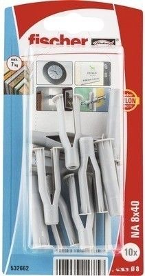 Дюбель для листовых материалов 8х40 NA Fischer 532662, нейлон, 10 шт в блистере - фото