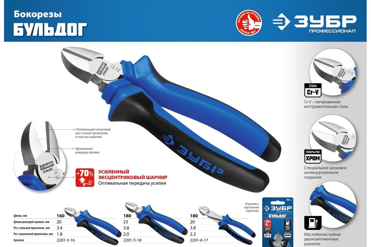 Бокорезы 160 мм Бульдог ЗУБР 2201-5-16_z02 - фото
