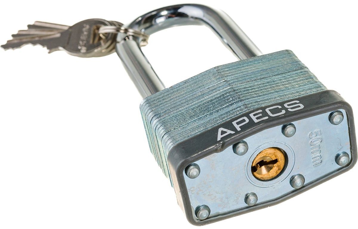 Замок навесной с удлиненной дужкой APECS PDS-65-50-L, сталь - фото