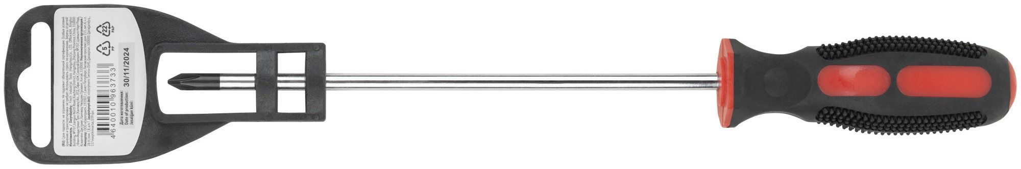 Отвертка с прорезиненной ручкой РН1х150 мм FIT Универсал 55107, хромованадиевая сталь - фото