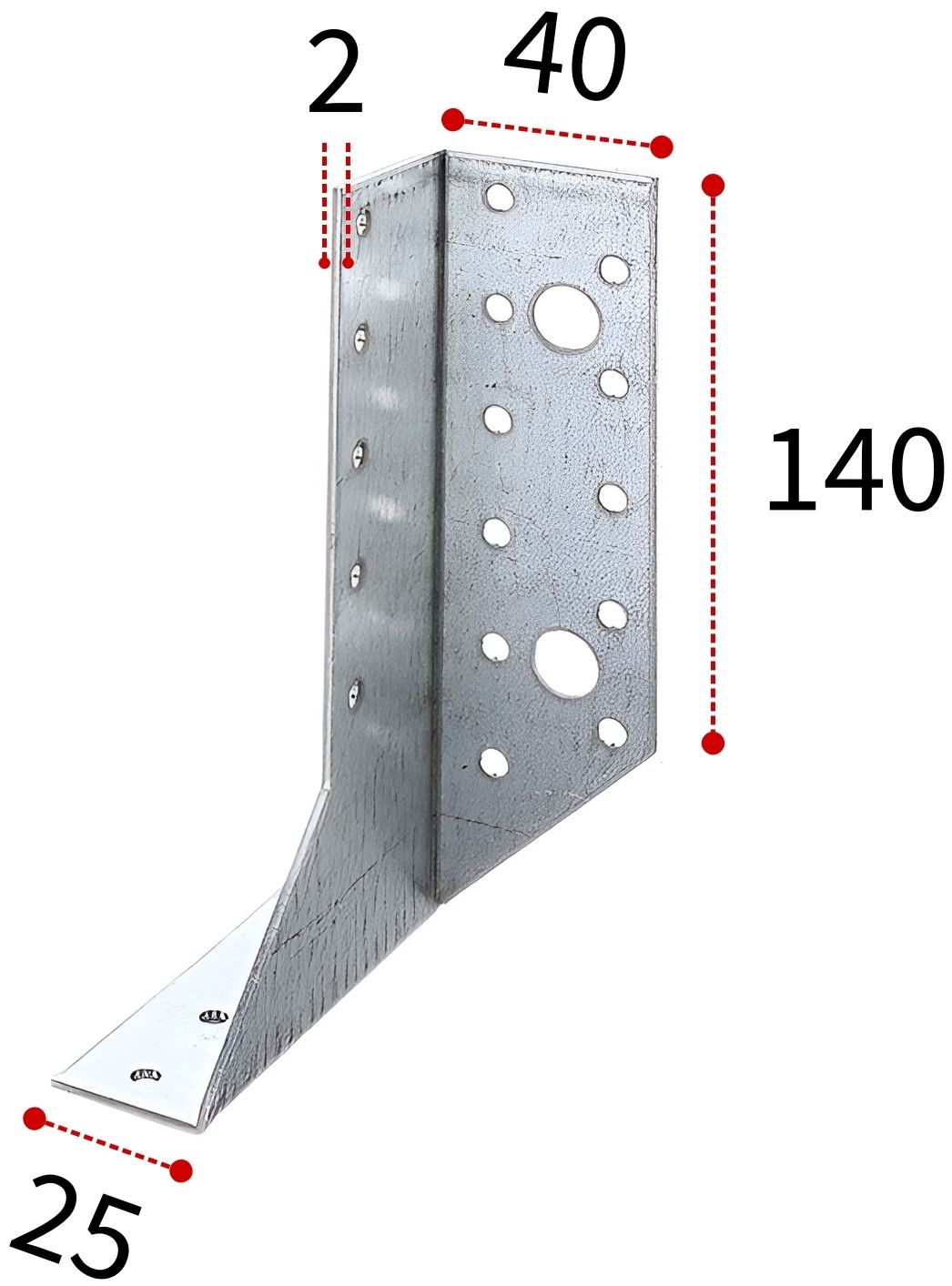 Опора балки 25х140х40 мм GAH ALBERTS 331504 правая, раздельная, оцинкованная сталь - фото