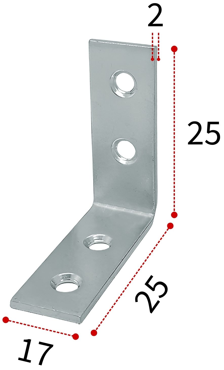 Уголок квадратный бытовой 25х25х17 мм СПК, оцинкованная сталь - фото