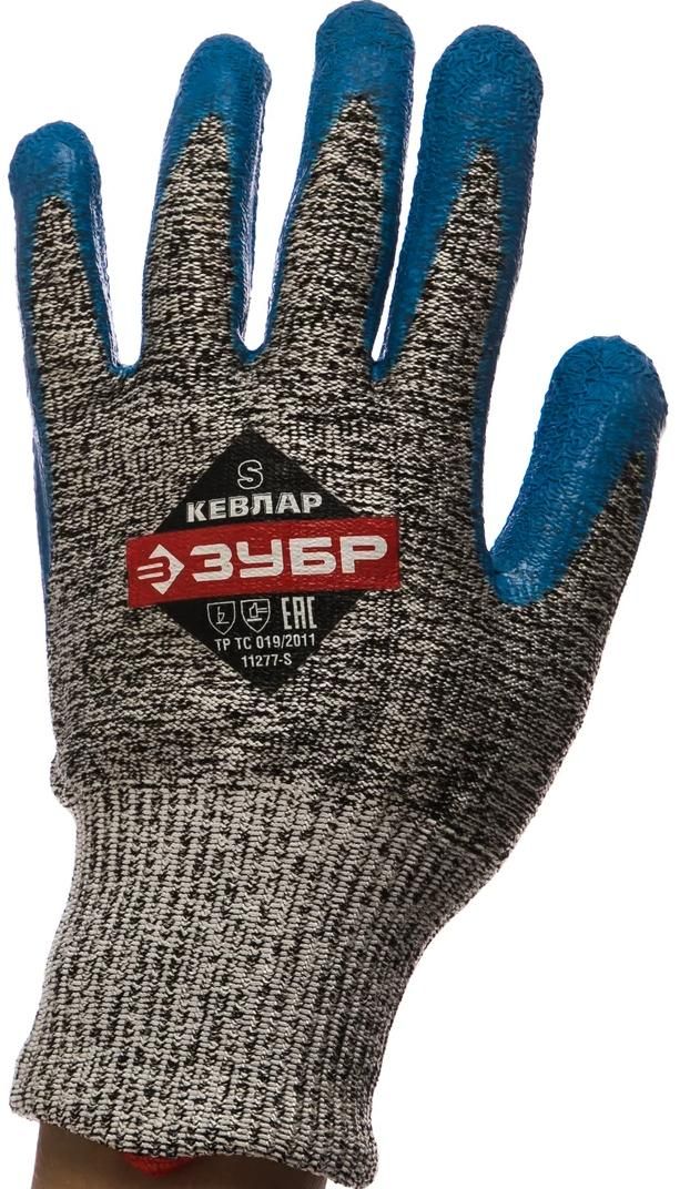 Перчатки для защиты от порезов с рельефным латексным покрытием S(7) ЗУБР 11277-S - фото