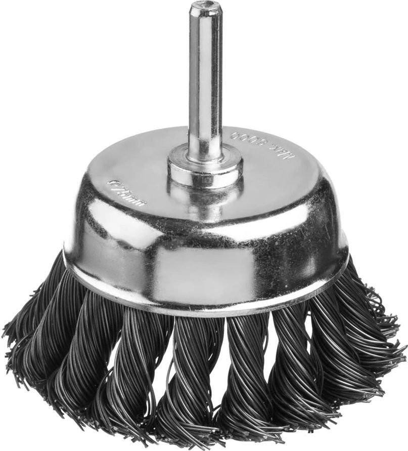 Щетка-крацовка чашечная для дрели 75 мм, жгутированная стальная проволока, Mirax 35148-075 - фото