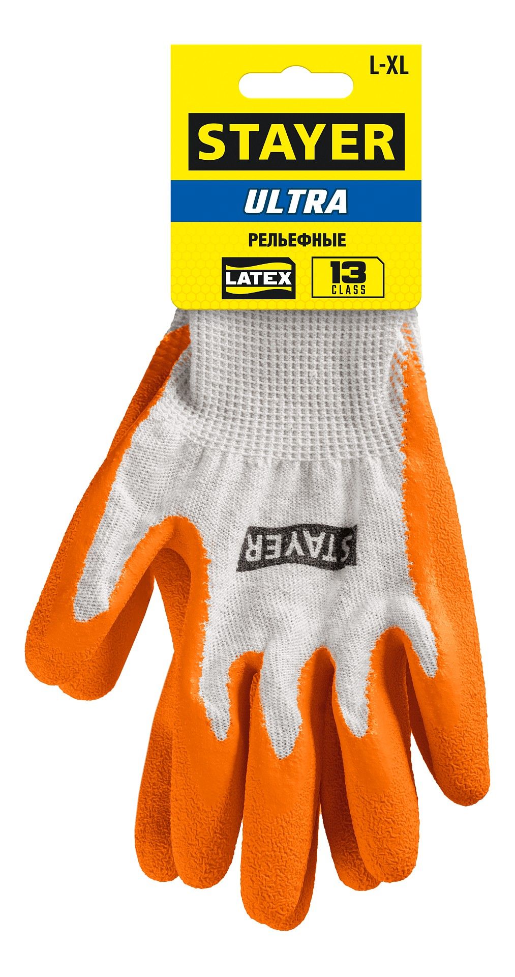 Перчатки хлопчатобумажные с рельефным латексным покрытием L-XL Ultra Stayer 11403-XL - фото