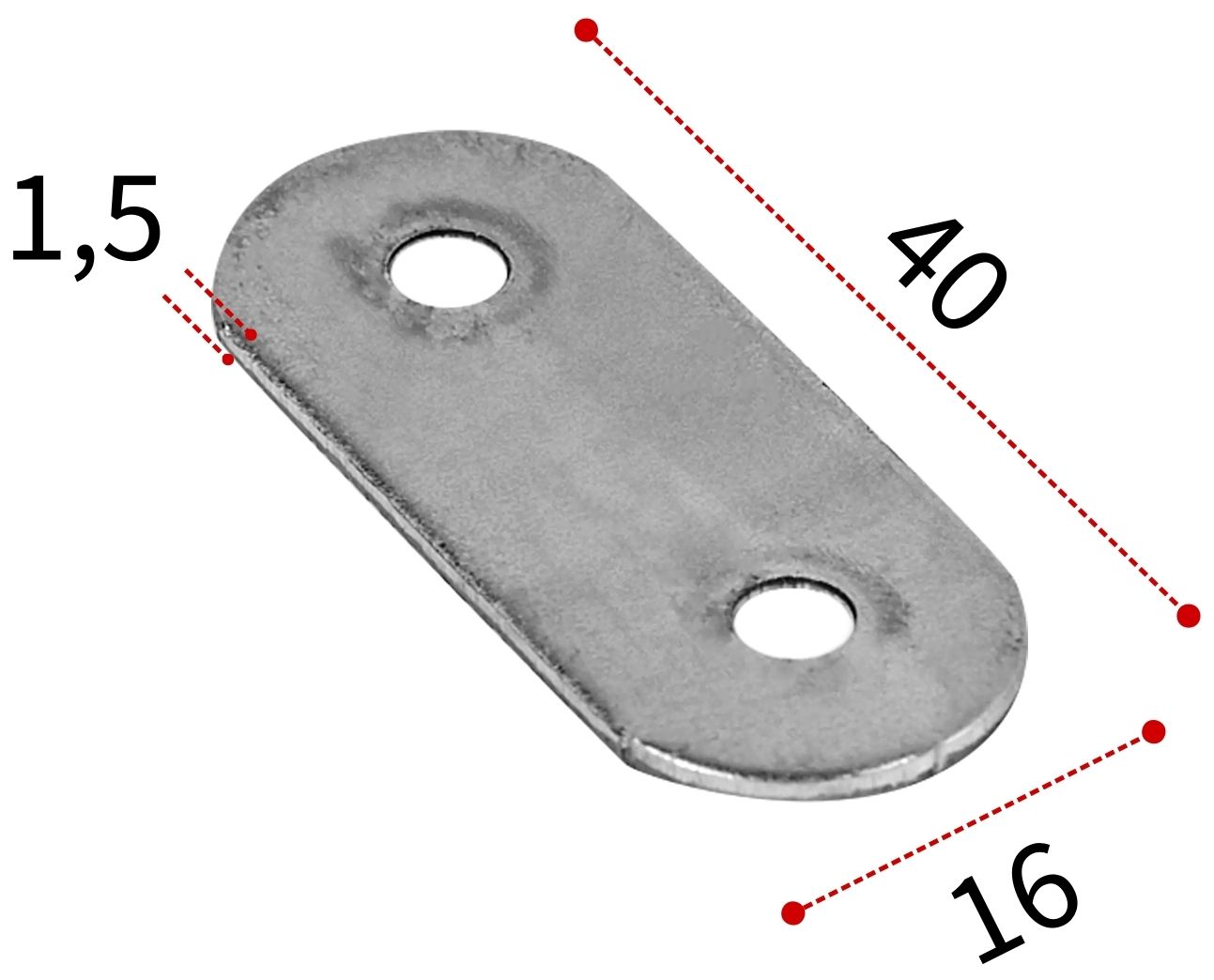 Пластина бытовая 40х16х1,5 мм, оцинкованная сталь - фото