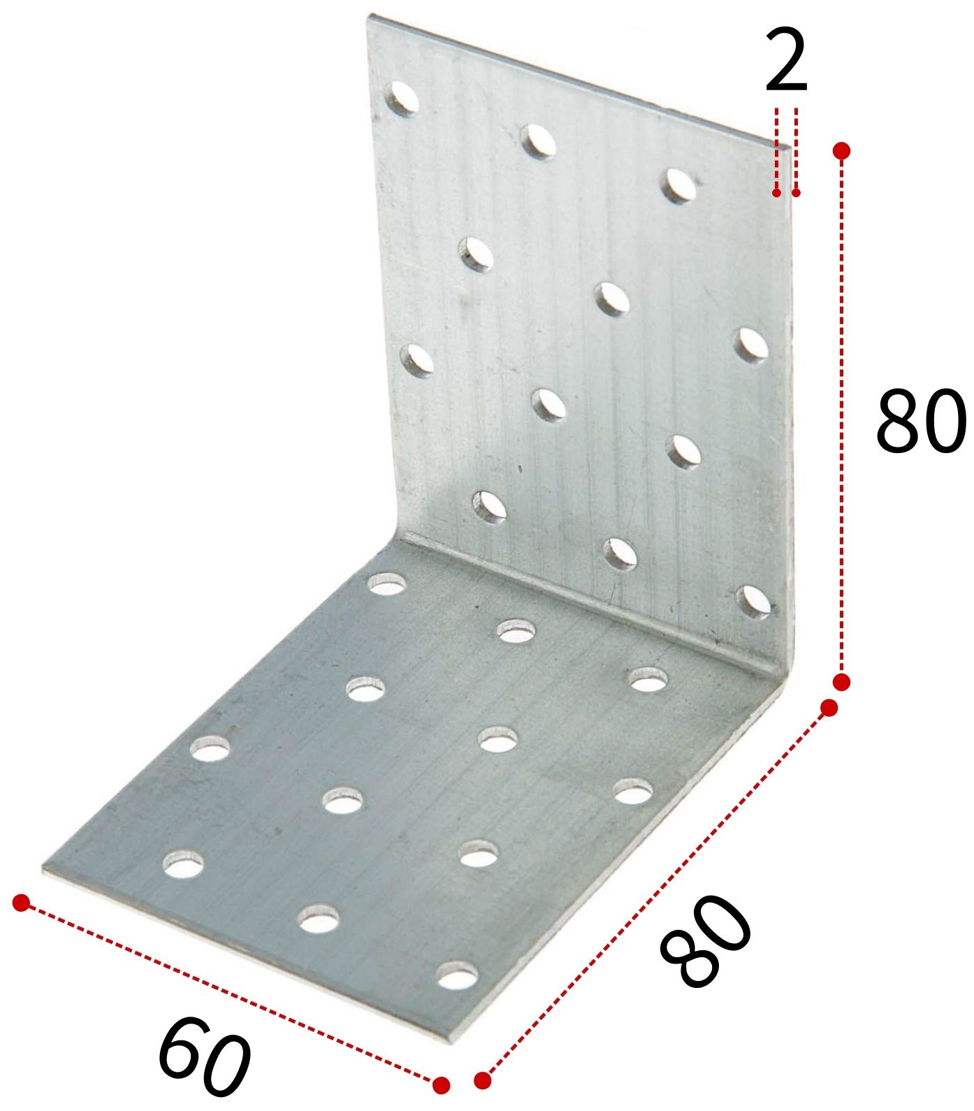 Уголок крепежный 80х80х60 мм, горячий цинк - фото