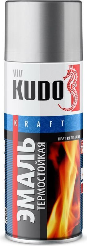 Эмаль термостойкая 520 мл Kudo KU-5001, серебристая - фото