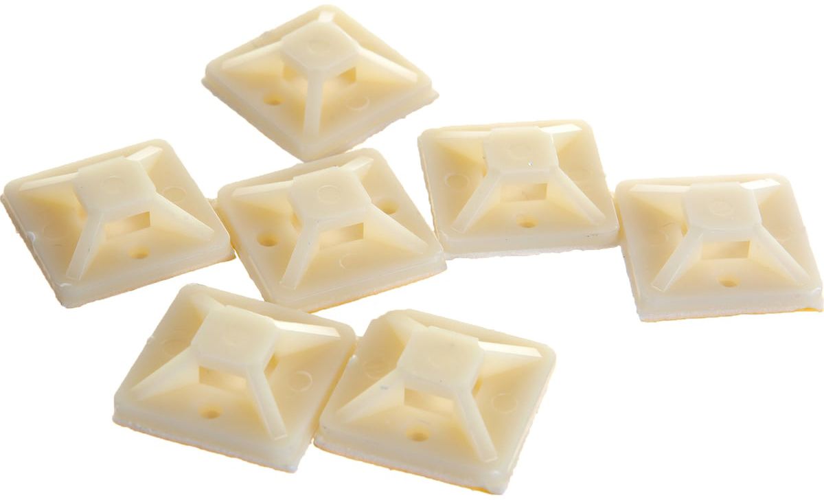 Площадка под хомут-стяжку самоклеящаяся белая 25х25 мм ПХС ЗУБР 30915-25, 100 шт - фото