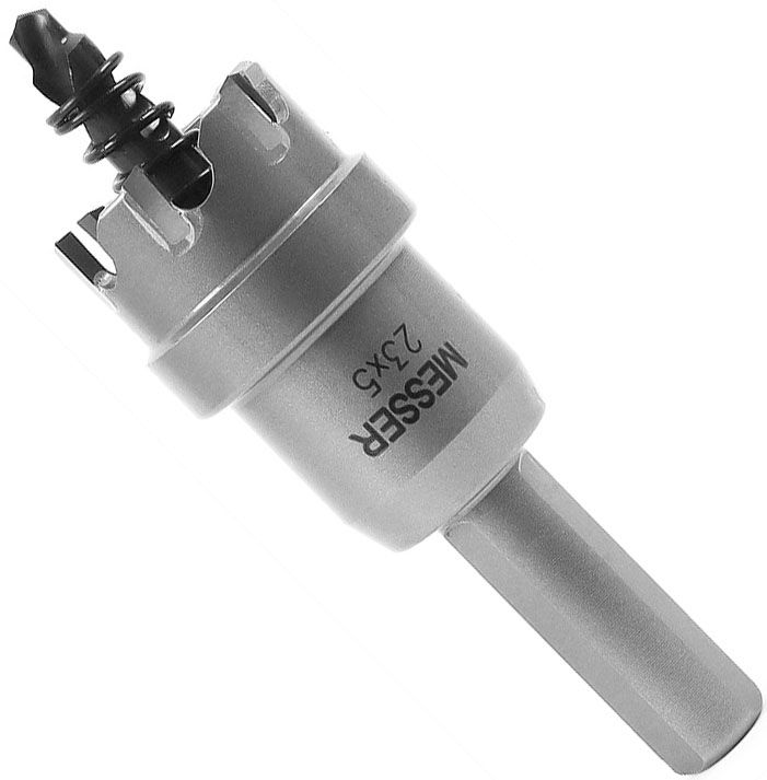 Коронка по металлу ТСТ с центрирующим сверлом и толкающей пружиной Messer, сталь HSS - фото