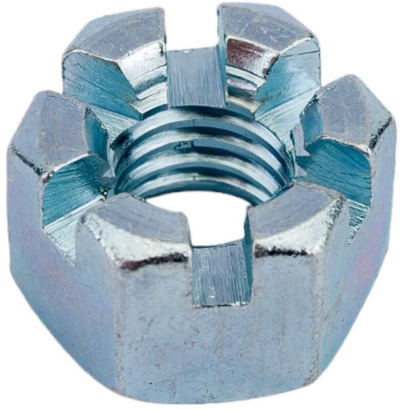 Гайка дюймовая корончатая UNF 1/2"-20 DIN 935, оцинкованная сталь - фото