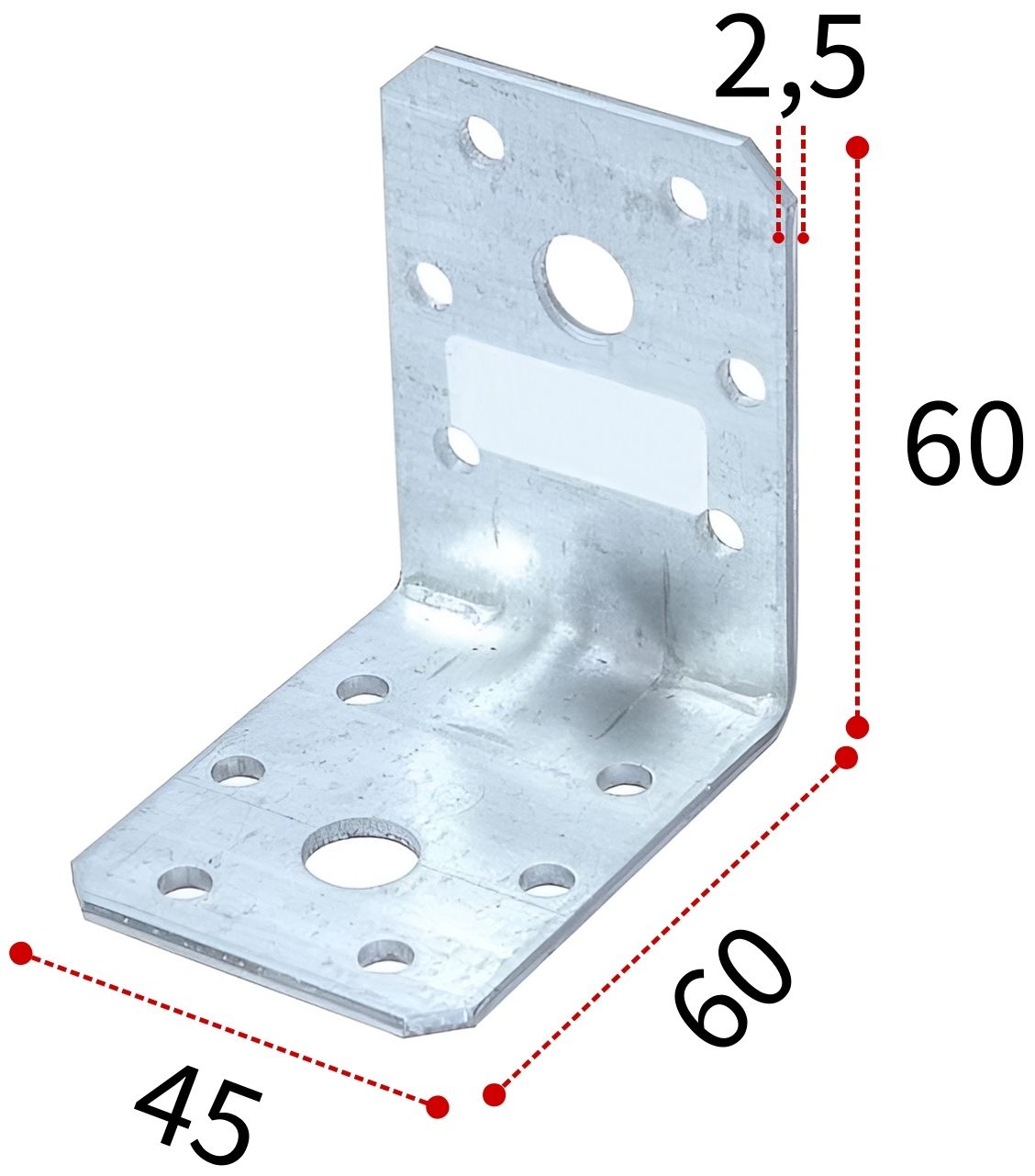 Уголок усиленный 60х60х45х2,5 мм RKP6 горячеоцинкованная сталь, 20 шт - фото