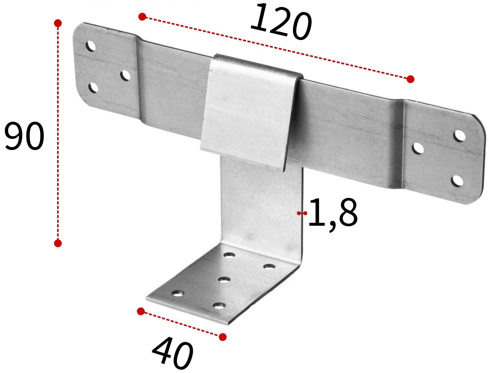 Скользящая опора для стропил KUCIS 120х90х40х1,8 мм, оцинкованная сталь - фото