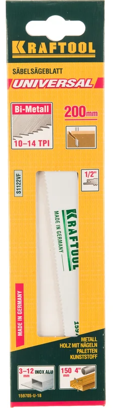 Полотно по дереву и металлу для сабельной пилы 180/200 мм S1122VF Kraftool Industrie 159705-U-18, биметалл - фото