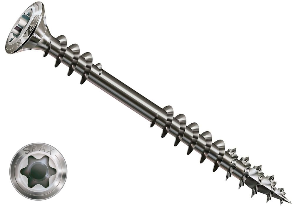 Саморез фасадный с полупотайной головкой и двойной резьбой шлиц T-Star SPAX, нержавеющая сталь А2 - фото
