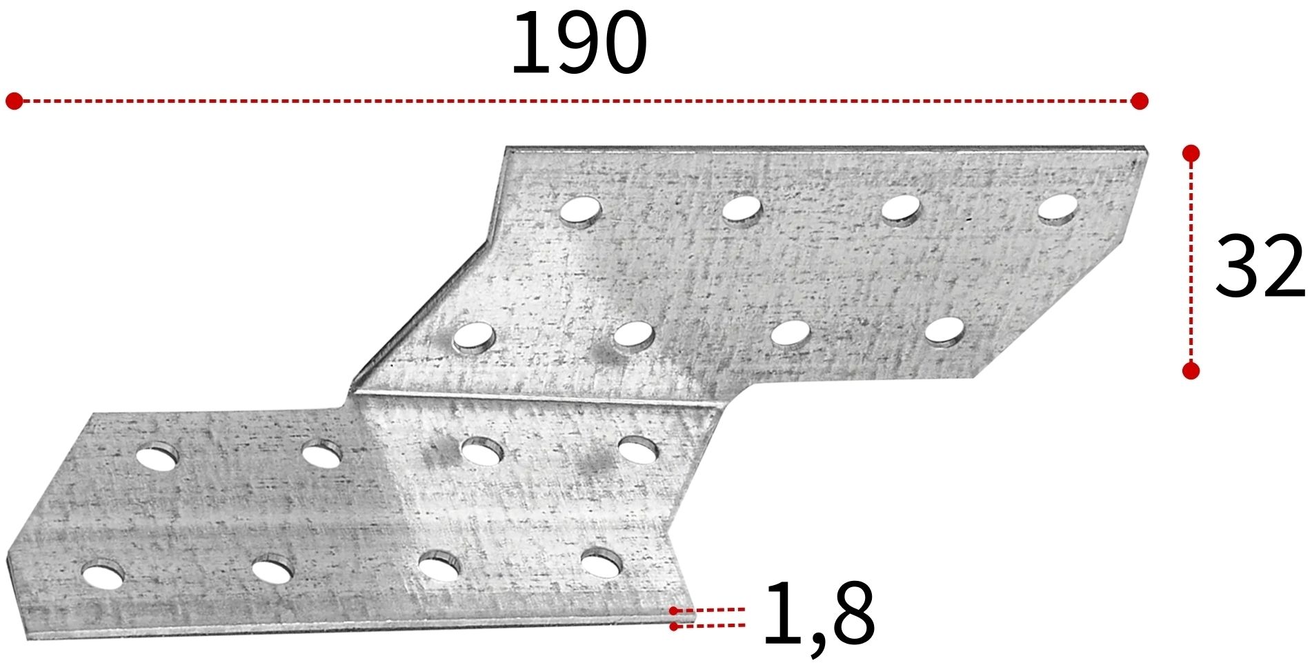 Держатель балки DBП правый 190х32х32х1,8 мм, оцинкованная сталь - фото