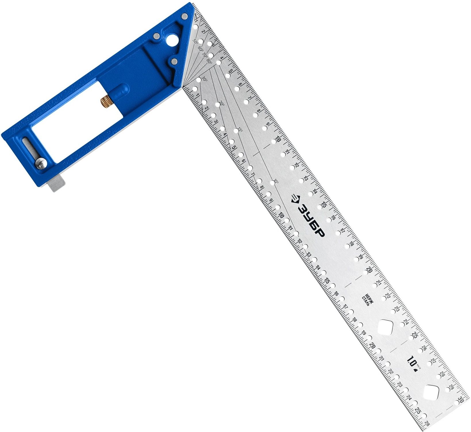 Рейсмус-угольник разметочный 300 мм с упором ЗУБР 34400-30, нержавеющая сталь, алюминий - фото