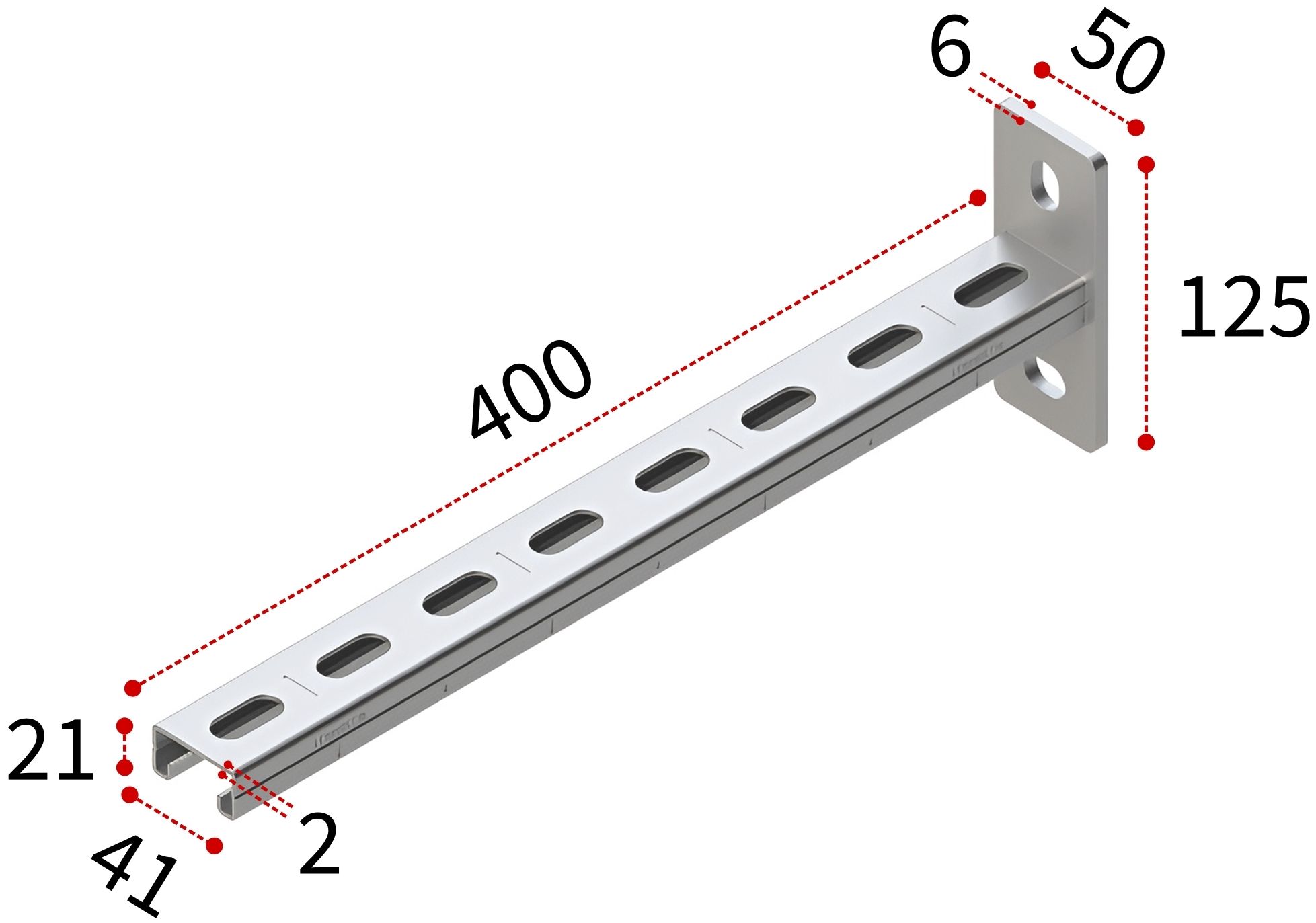 Консоль 41х21х2,0-400 HZn TERMOCLIP, горячий цинк - фото
