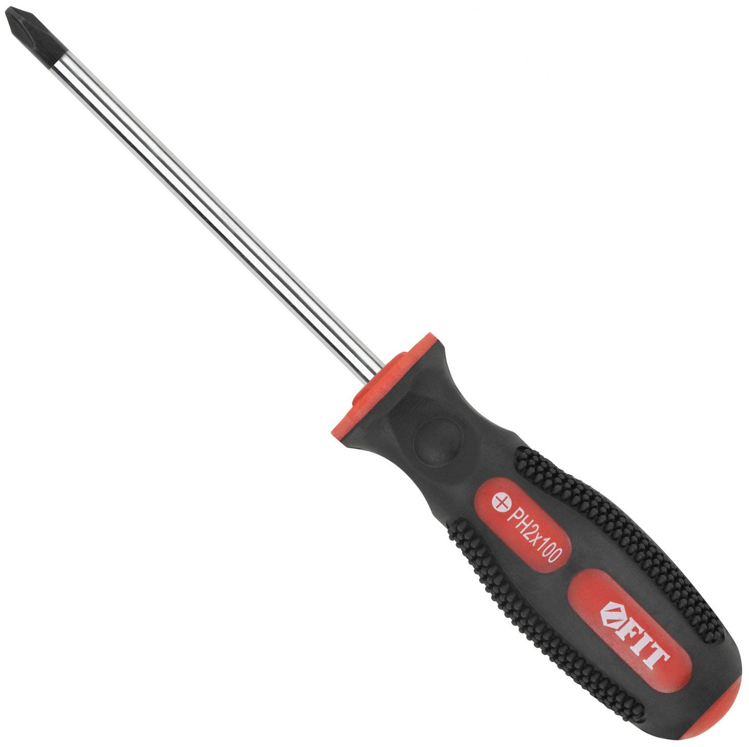 Отвертка с прорезиненной ручкой РН2х100 мм FIT Универсал 55114, хромованадиевая сталь - фото
