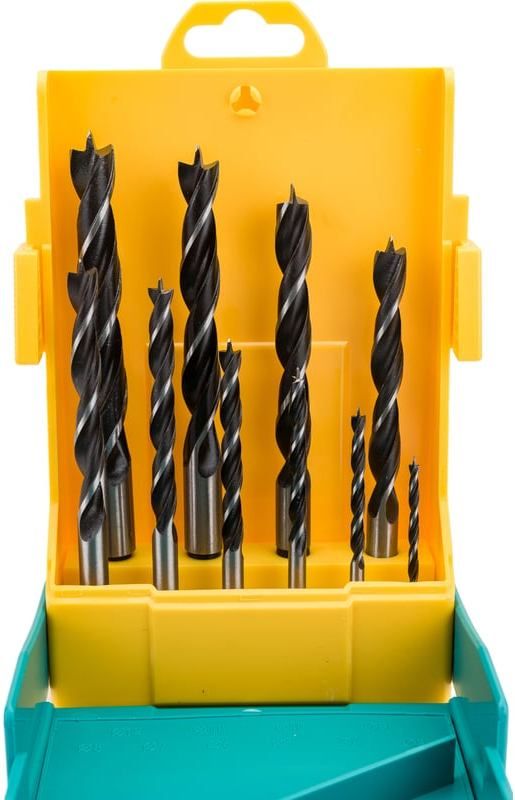 Набор сверл по дереву спиральных ц/х Helller 28708 HSS Turbo, 10 предметов - фото