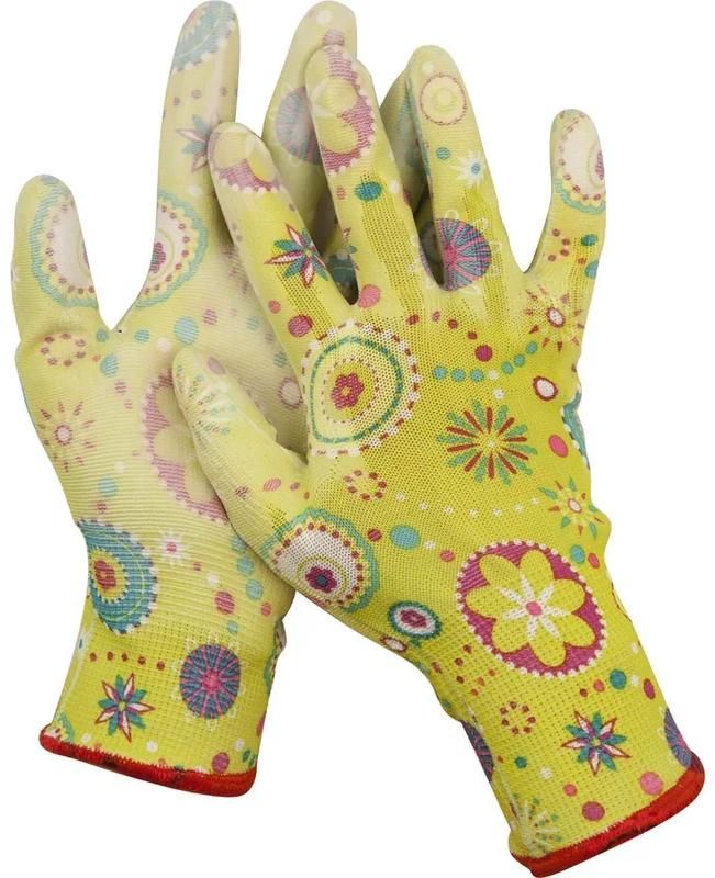 Перчатки садовые с прозрачным PU покрытием, 13 класс, S(7) Grinda 11290-S, зелёные - фото