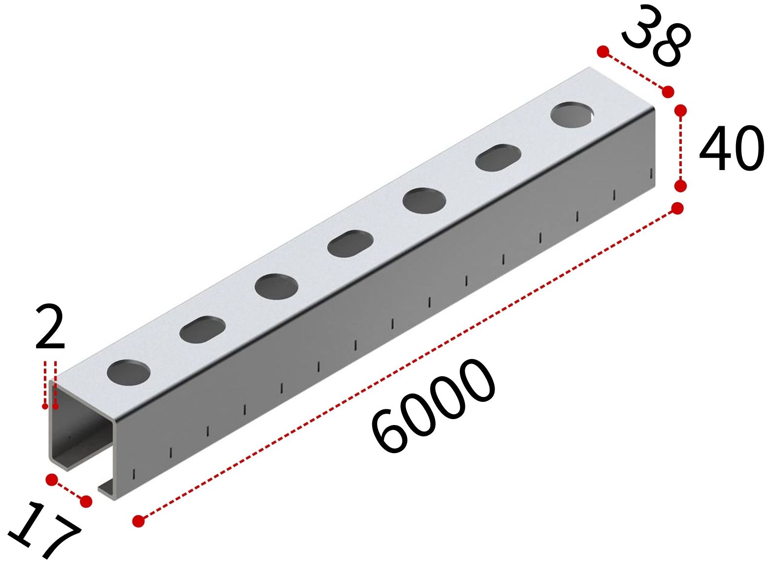 Профиль монтажный С-образный 38х40х2,0 мм, L=6000 мм, тип S TERMOCLIP 09241004 - фото