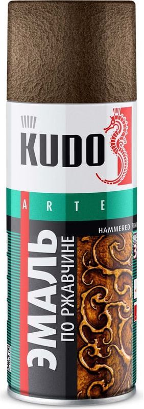 Эмаль молотковая по ржавчине 520 мл Kudo KU-3015, черная медь - фото
