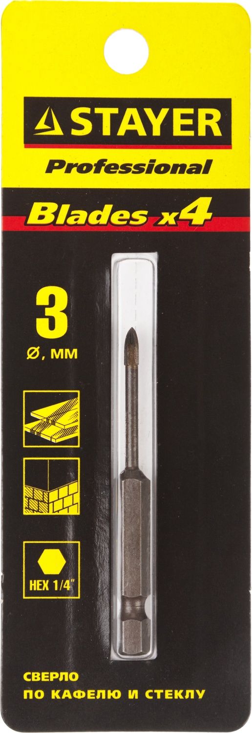 Сверло копьевидное по стеклу и кафелю Professional Stayer - фото