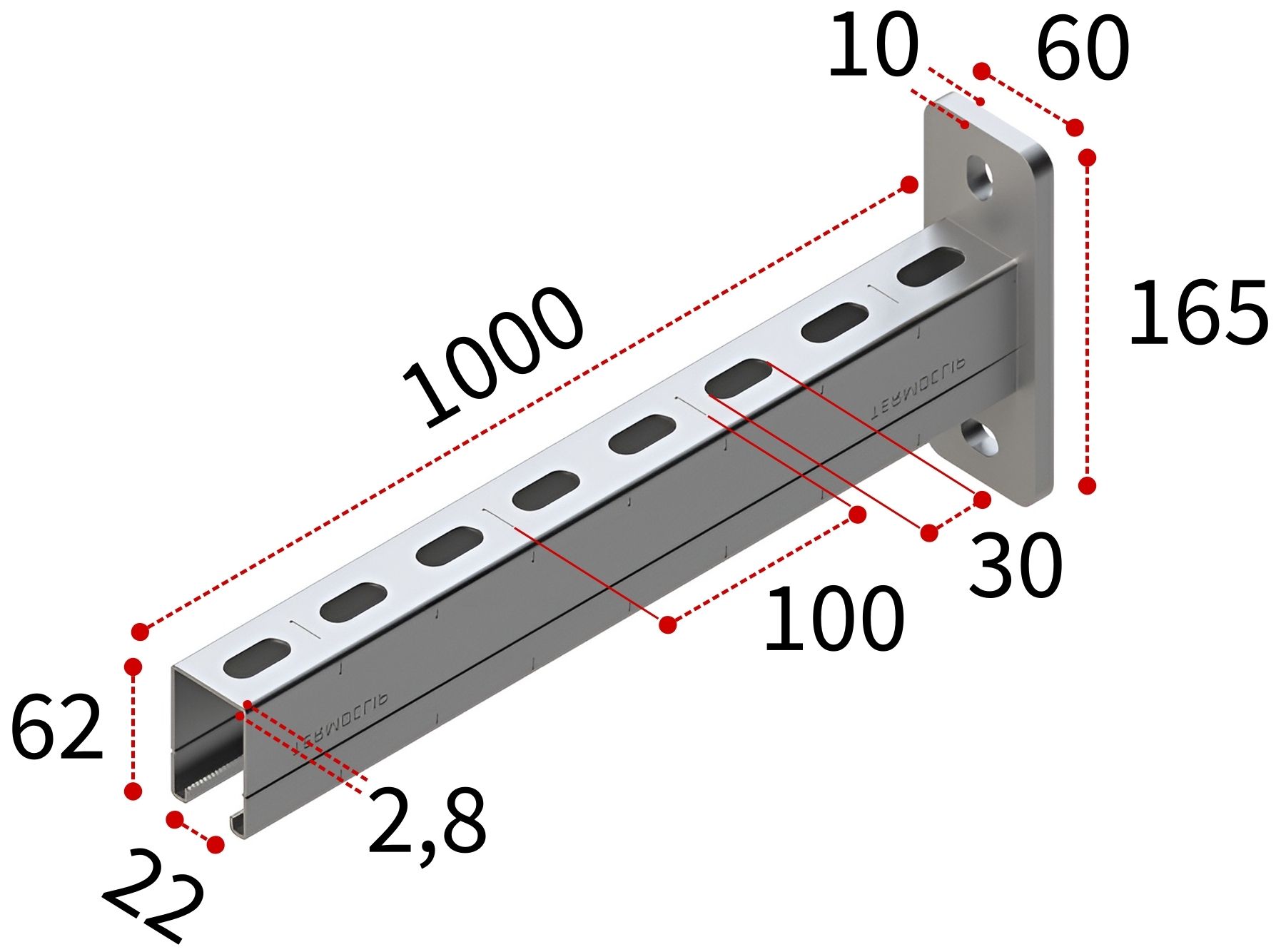 Консоль 41х62х2,5-1000 TERMOCLIP - фото