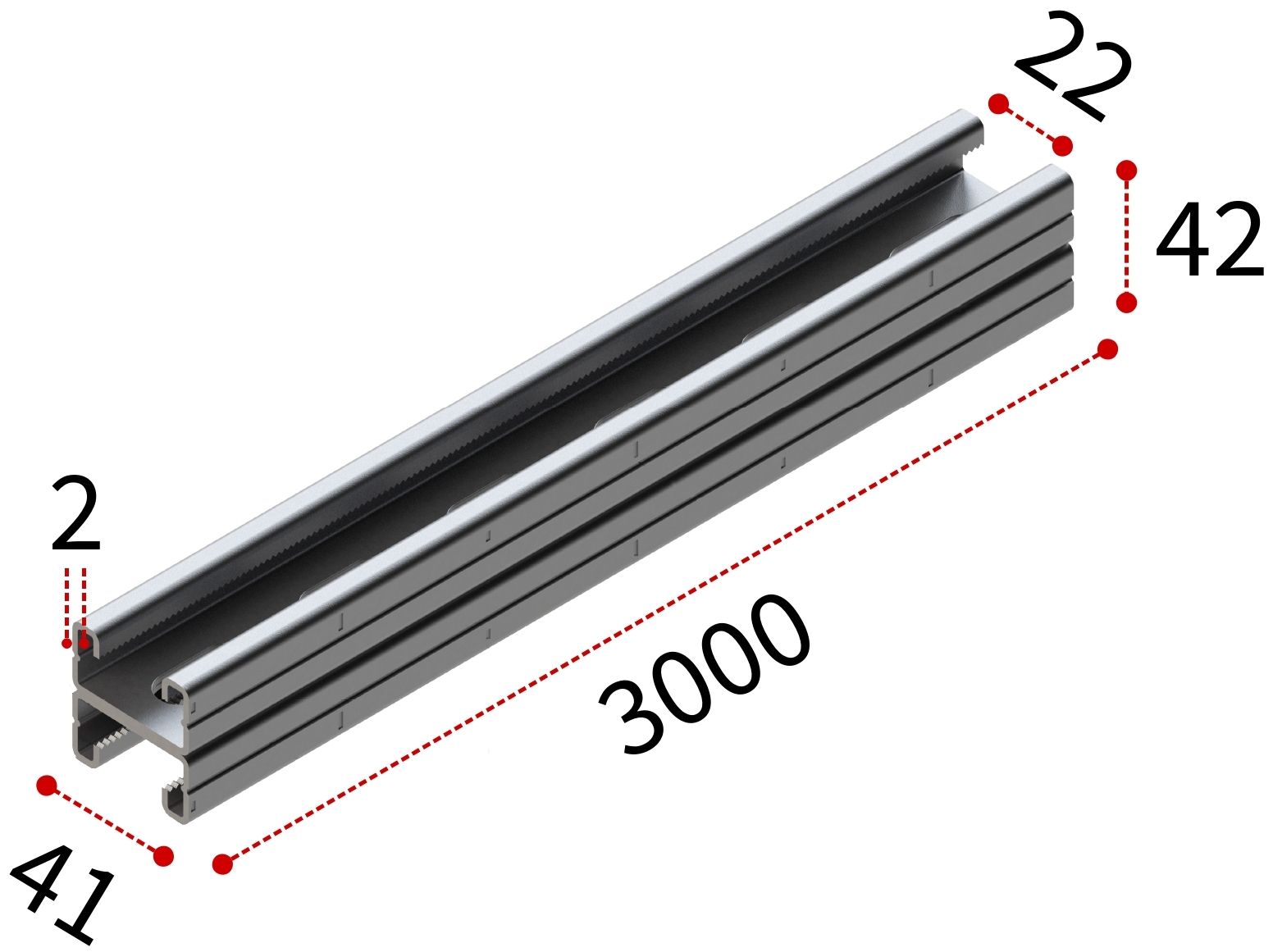 Профиль монтажный H-образный 41х42х2,0 мм, L=3000 мм, сдвоенный, тип H/S TERMOCLIP, горячий цинк - фото
