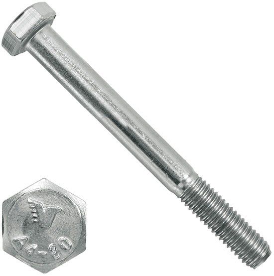 Болт шестигранный M5х25 DIN 931, нержавеющая сталь А4-80 - фото