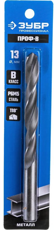 Сверло по металлу класс B сталь Р6М5 Профессионал ЗУБР - фото