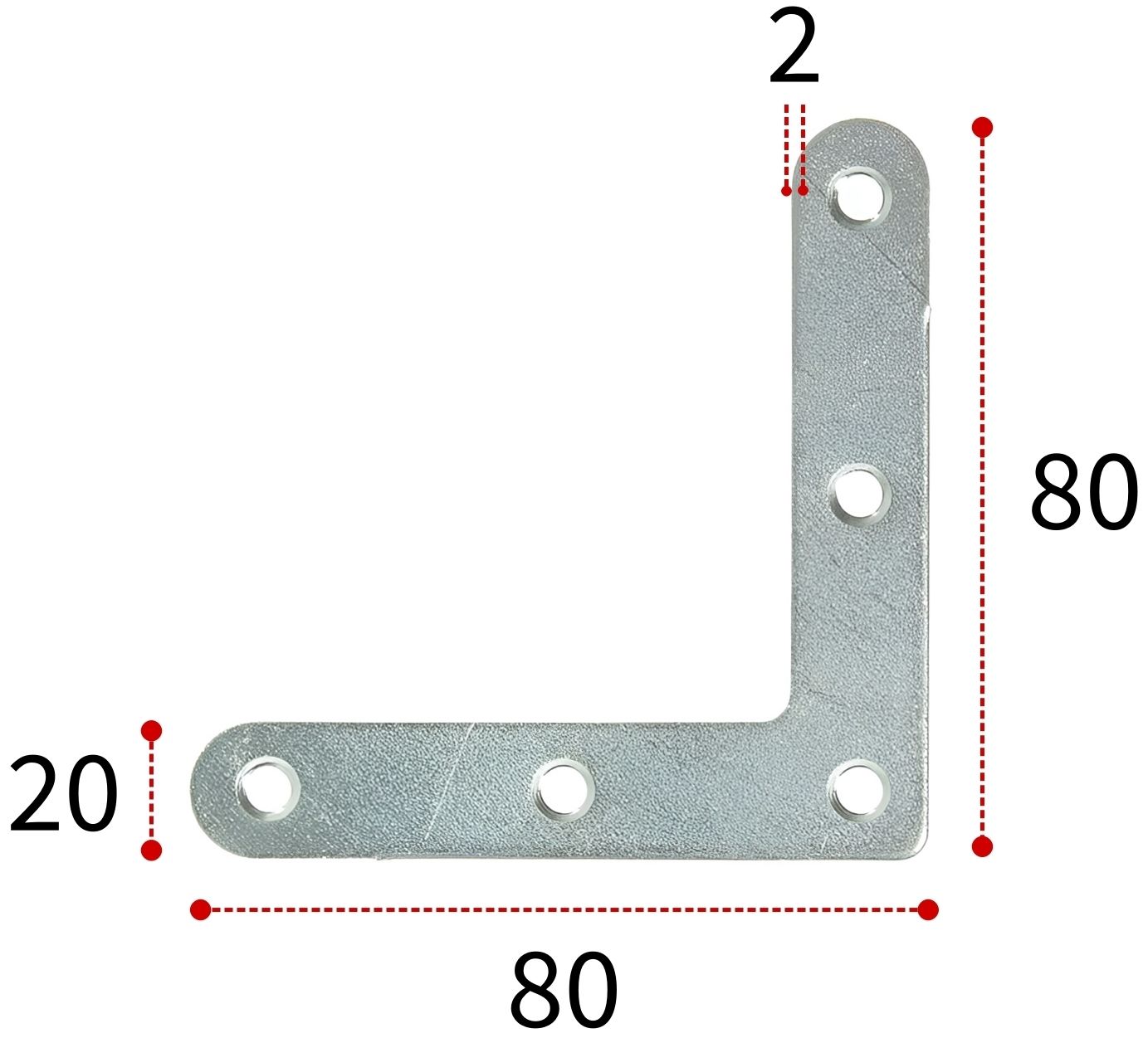 Уголок оконный 80х80х20х2 мм ПТ, горячий цинк, 4 штуки - фото