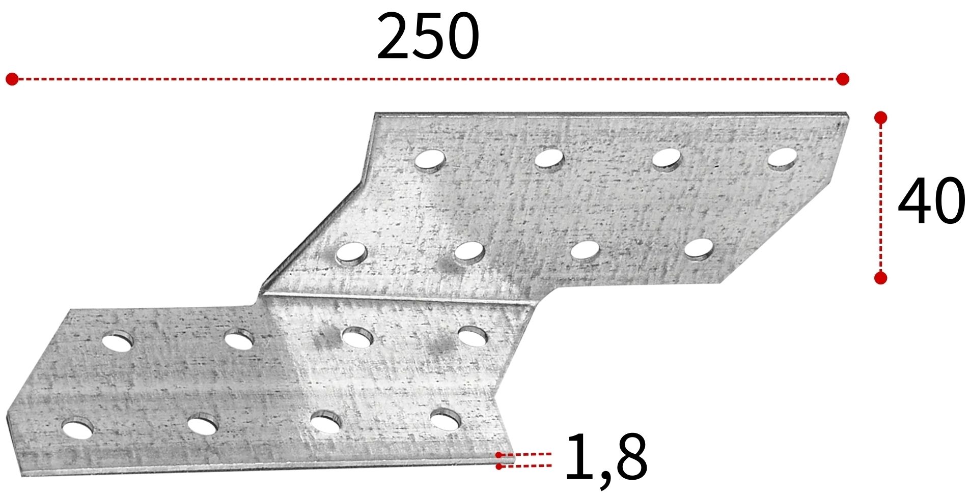 Держатель балки DBЛ правый 250х40х40х1,8 мм, оцинкованная сталь - фото