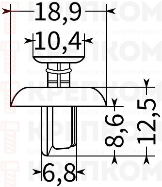 Клипса автомобильная нажимная с фиксатором 899 - фото