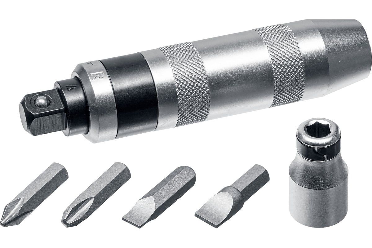 Отвертка ударно-поворотная с битами Kraftool ID-6 25555, 6 предметов - фото